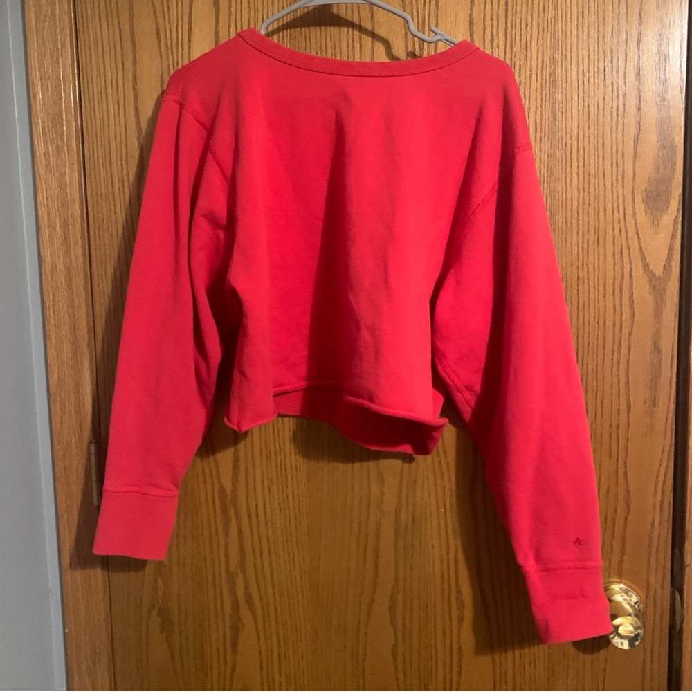 Rag and Bone jeans raw hem cropped red sweatshirt size medium